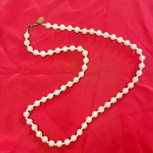 Signed 24” Miriam Haskell Single Strand Faux Baroque Pearl Necklace Vintage